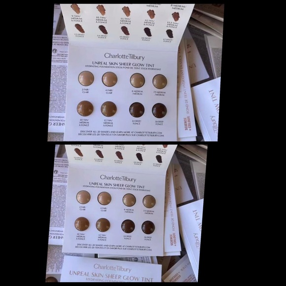 Charlotte Tilbury Other - 🔅5/$20 2- CHARLOTTE TILBURY “UNREAL SKIN” : SHEER GLOW TINT STICK 8 COLOR CARD